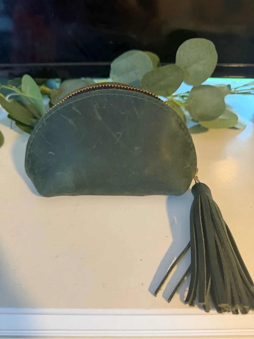 Portland Leather Taco Tassel Pouch in Evergreen Leather